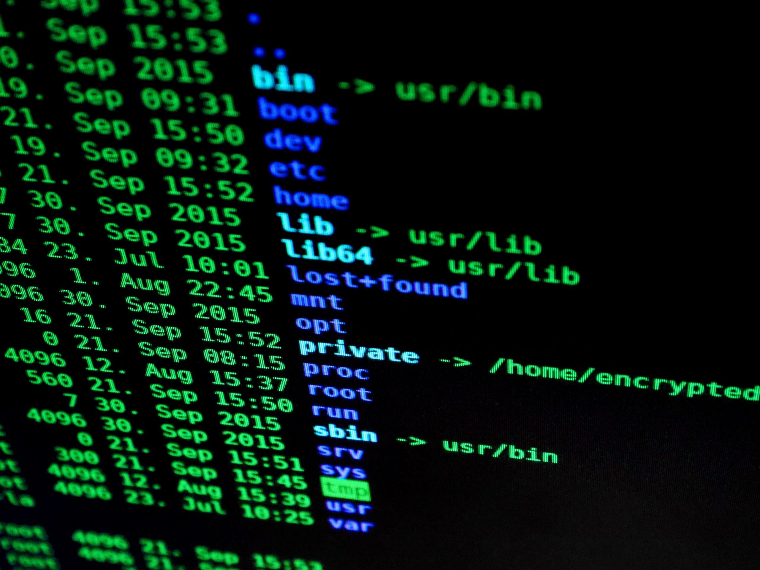 Image of computer code representing cybersecurity. Photo by pexels.