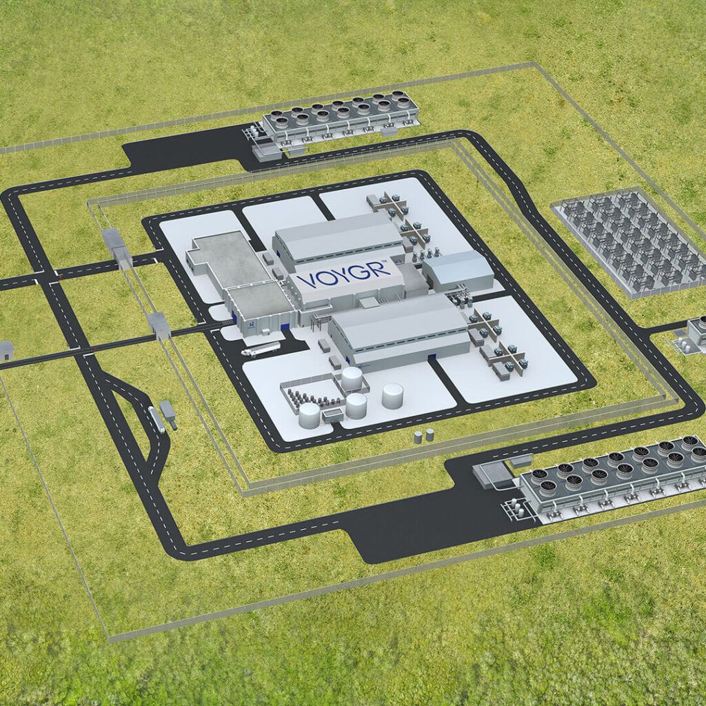 A rendering of the NuScale VOYGR SMR power plant. Image courtesy of NuScale Power.